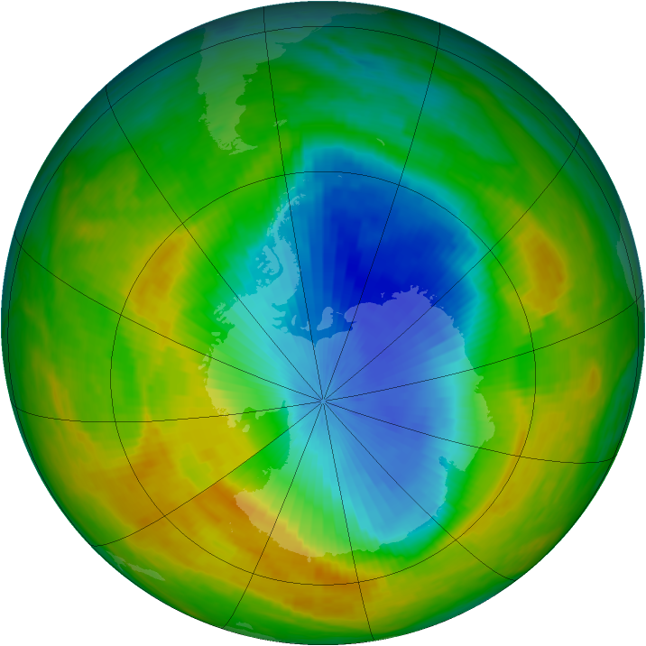 Antarctic ozone map for 09 November 1986